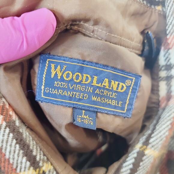 VTG 90s Woodland Flannel Shirt L 23.5" Chest Lined Bias Pockets Acrylic Plaid - Picture 5 of 7